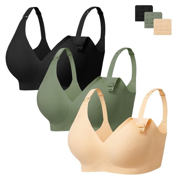 Wireless Nursing Bras 3 Pack Seamless Maternity Sleep Bralette